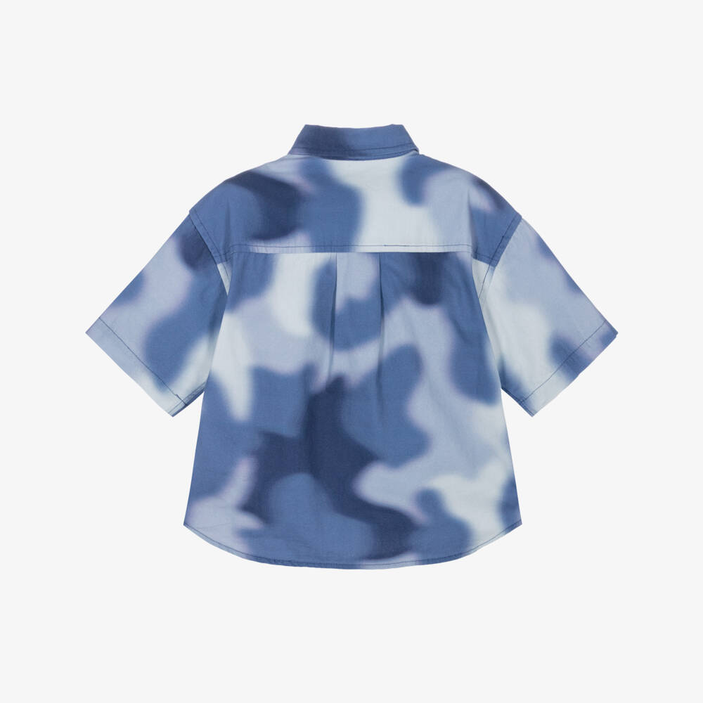 Stella McCartney Kids-Boys Blue Cotton Tie-Dye Effect Shirt | Childrensalon