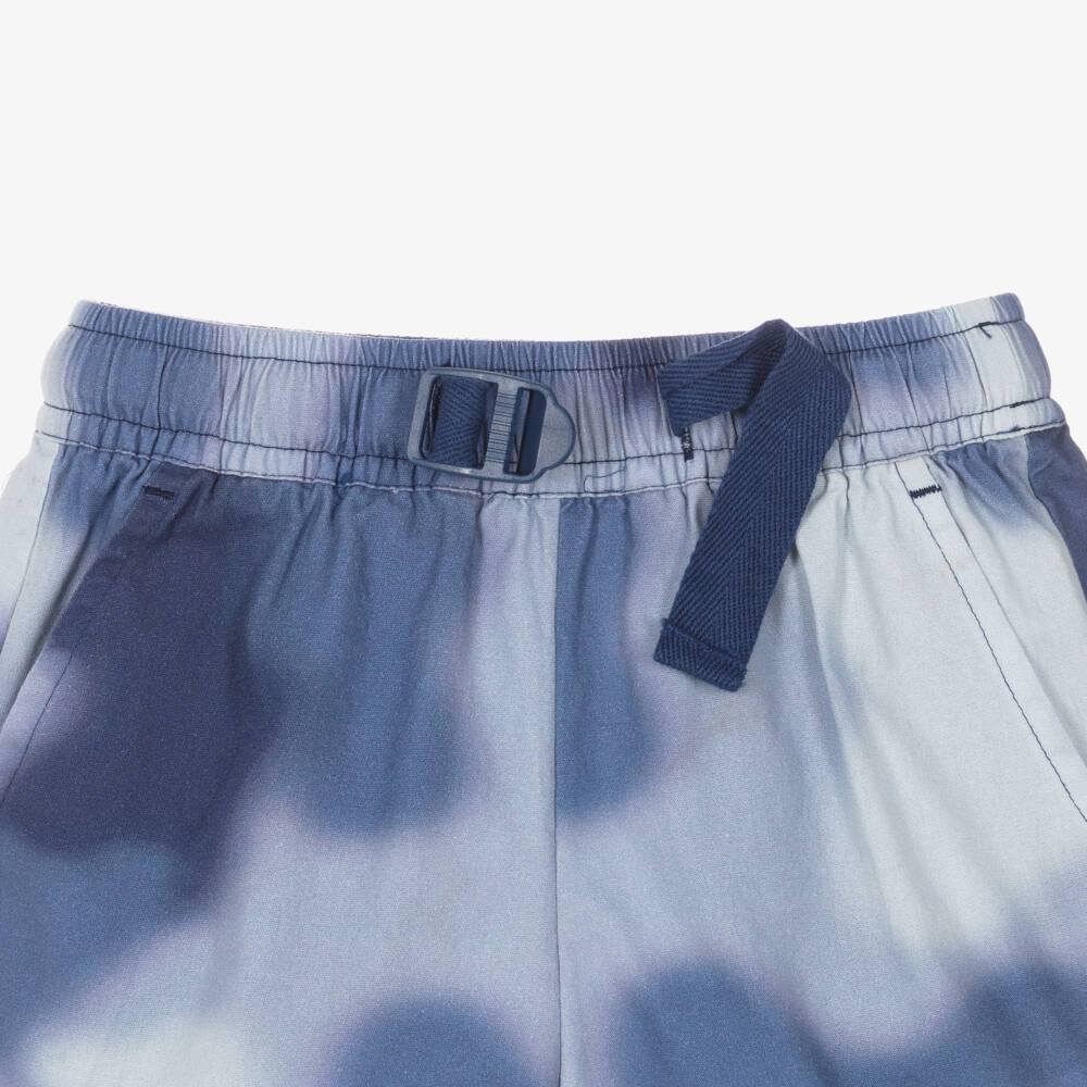 Stella McCartney Kids-Boys Blue Cotton Tie-Dye Effect Shorts | Childrensalon