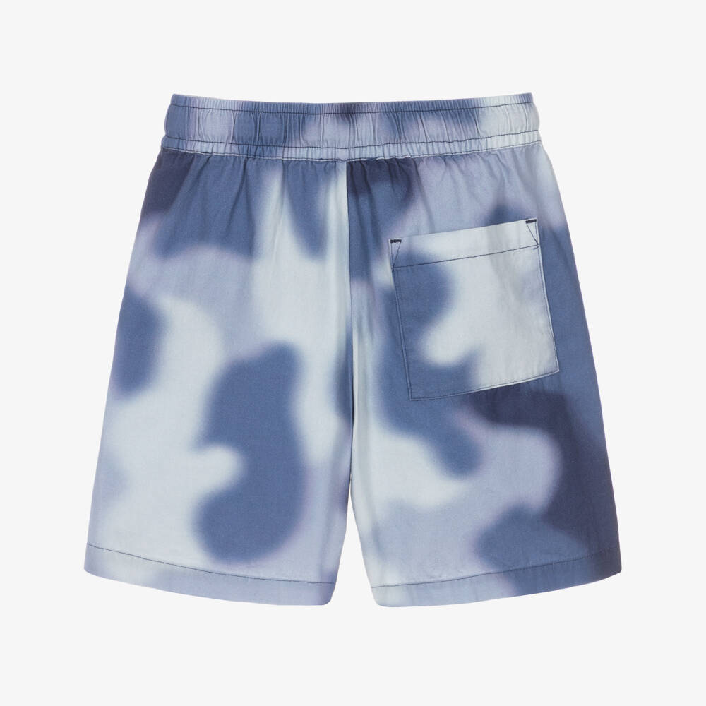Stella McCartney Kids-Boys Blue Cotton Tie-Dye Effect Shorts | Childrensalon
