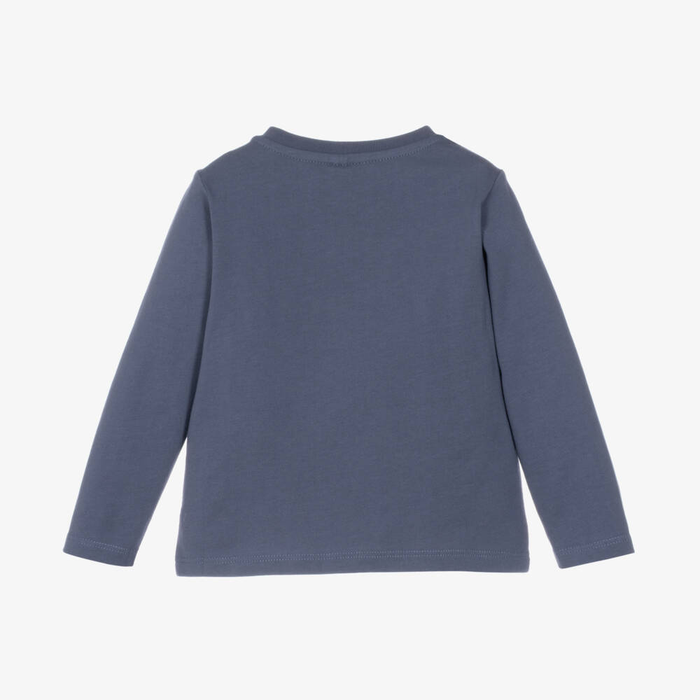 Stella McCartney Kids-Boys Blue Cotton Top with Western Logo Print | Childrensalon