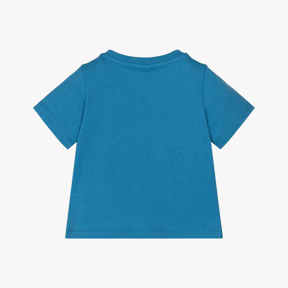 Stella McCartney Kids-Boys Blue Cotton Varsity Logo T-Shirt | Childrensalon