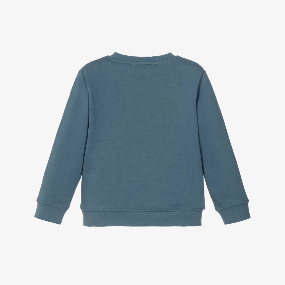 Stella McCartney Kids-Свитшот синий из хлопка с китом и круглым логотипом для мальчиков | Childrensalon