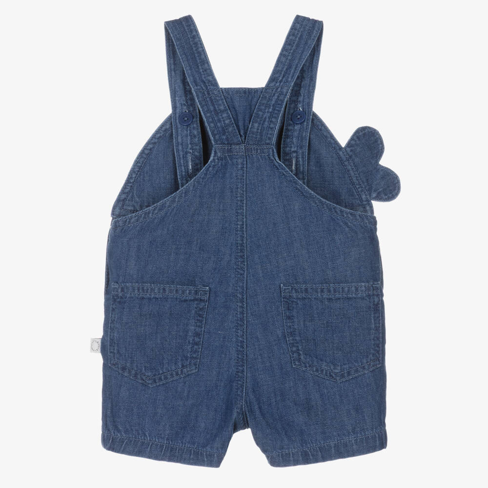 Stella McCartney Kids-Boys Blue Denim Whale Dungaree Shorts | Childrensalon