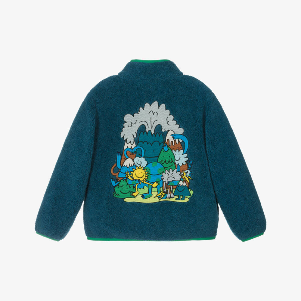 Stella McCartney Kids-Boys Blue Earth & Friends Sherpa Fleece Jacket | Childrensalon