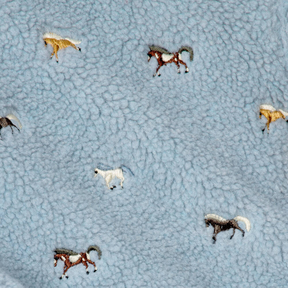 Stella McCartney Kids-Boys Blue Fleece Jacket with Embroidered Horses | Childrensalon