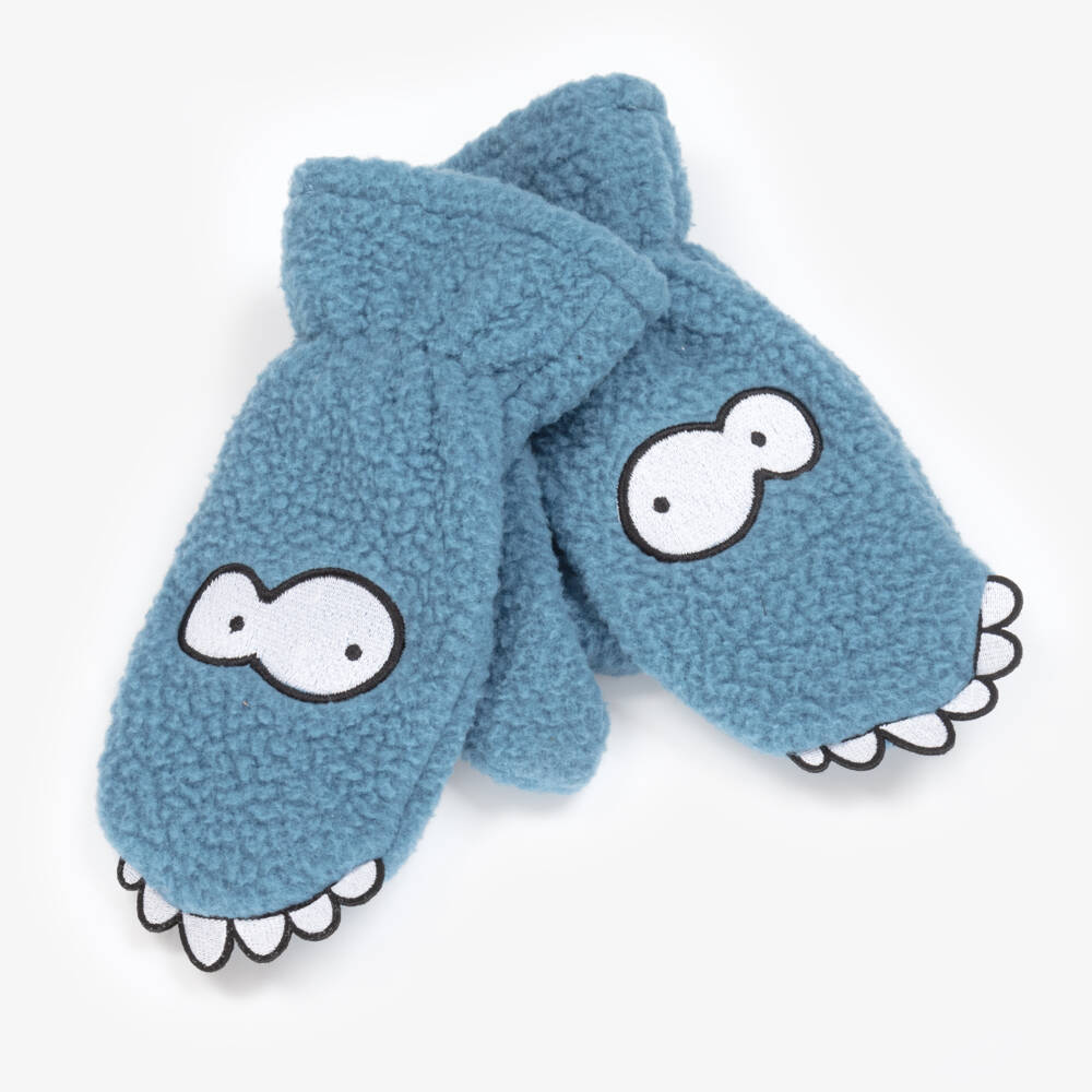 Stella McCartney Kids-Boys Blue Fleece Monster Mittens | Childrensalon