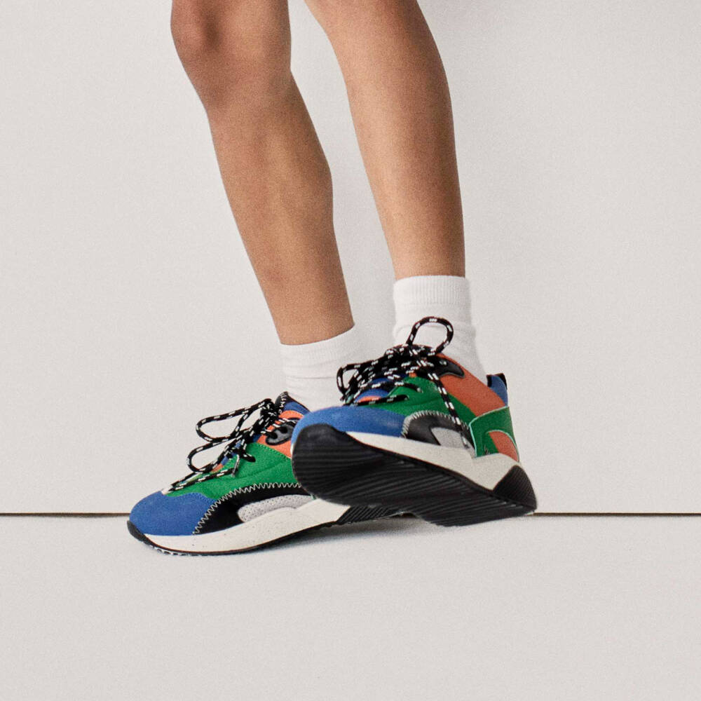 Stella McCartney Kids-Boys Blue & Green Colourblock Lace-Up Trainers | Childrensalon
