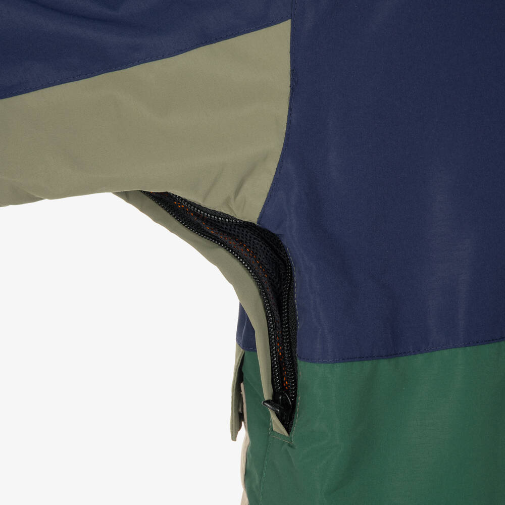 Stella McCartney Kids-Boys Blue & Green Colourblock Technical Ski Jacket | Childrensalon