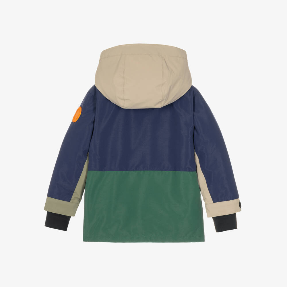 Stella McCartney Kids-Boys Blue & Green Colourblock Technical Ski Jacket | Childrensalon