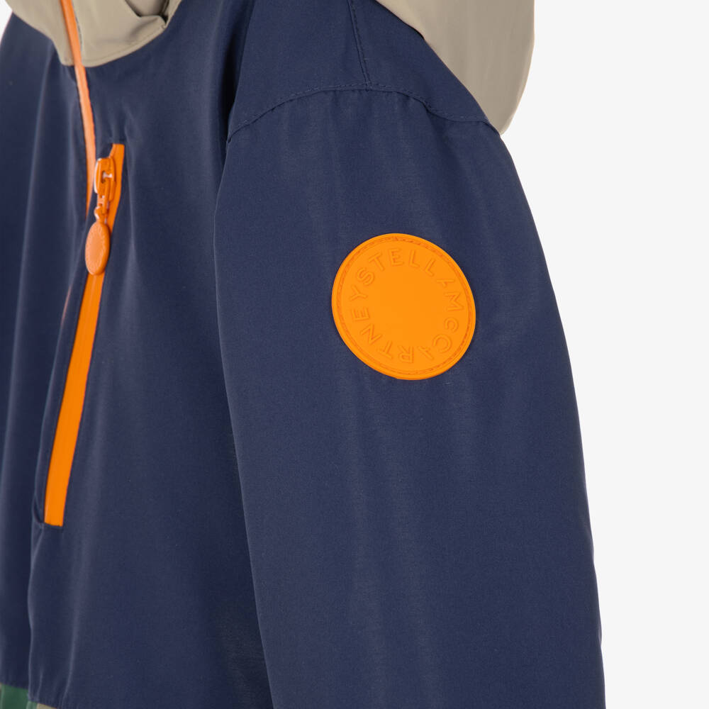 Stella McCartney Kids-Boys Blue & Green Colourblock Technical Ski Jacket | Childrensalon
