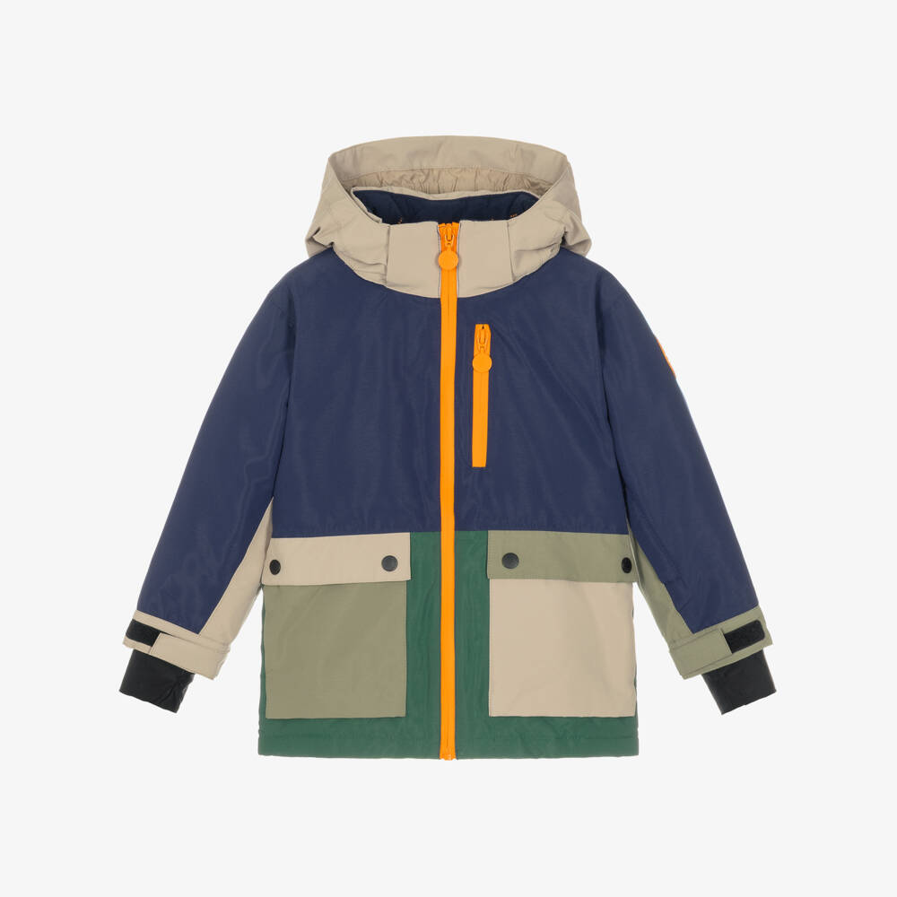 Stella McCartney Kids-Boys Blue & Green Colourblock Technical Ski Jacket | Childrensalon