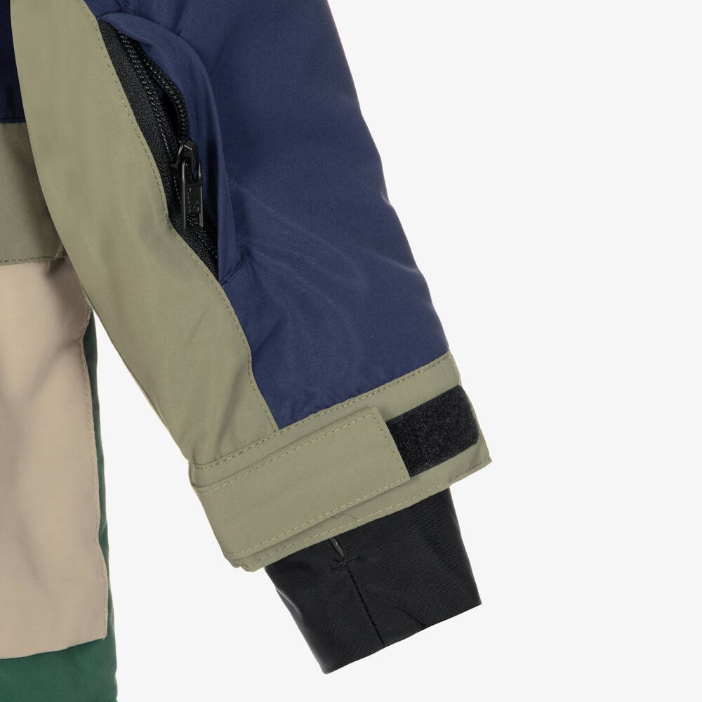 Stella McCartney Kids-Boys Blue & Green Colourblock Technical Ski Jacket | Childrensalon
