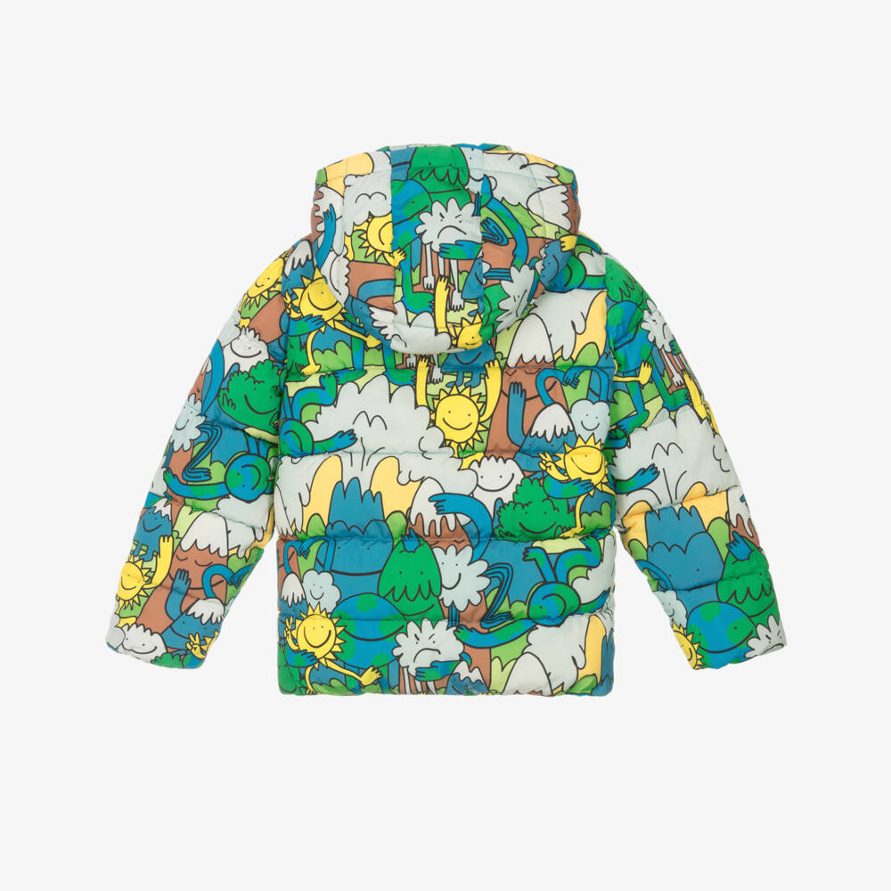 Stella McCartney Kids-جاكيت منفوخ بطبعة الأرض لون أزرق وأخضر للأولاد  | Childrensalon