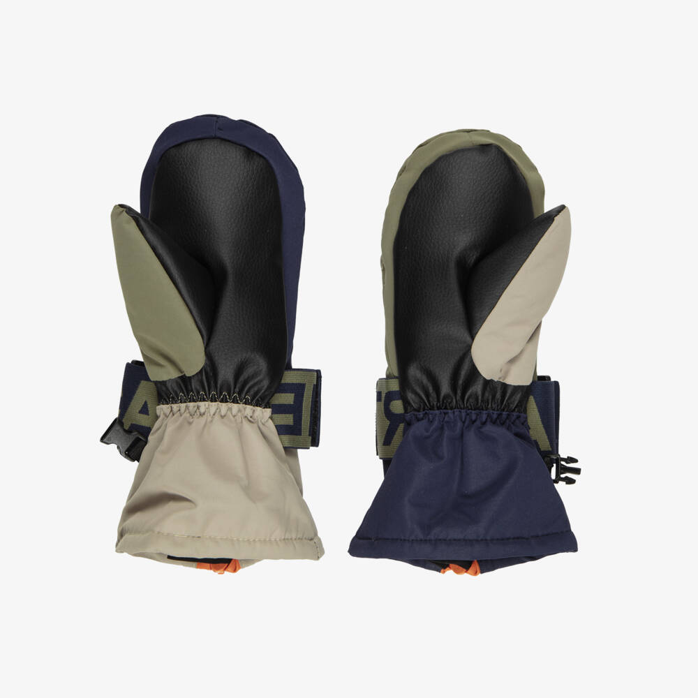 Stella McCartney Kids-Boys Blue & Green Waterproof Ski Mittens | Childrensalon
