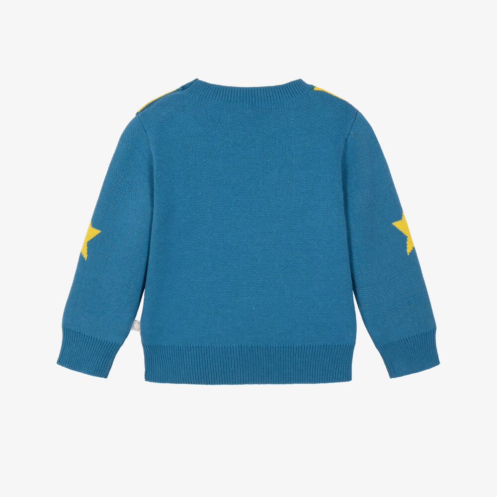 Stella McCartney Kids-Boys Blue Knit Superhero Sweater | Childrensalon