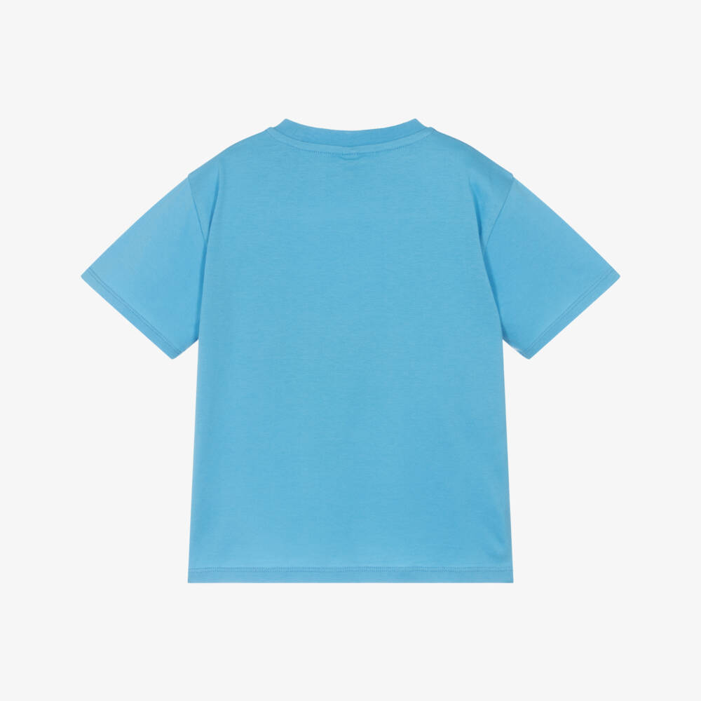 Stella McCartney Kids-Boys Blue Roll With It Cotton T-Shirt | Childrensalon