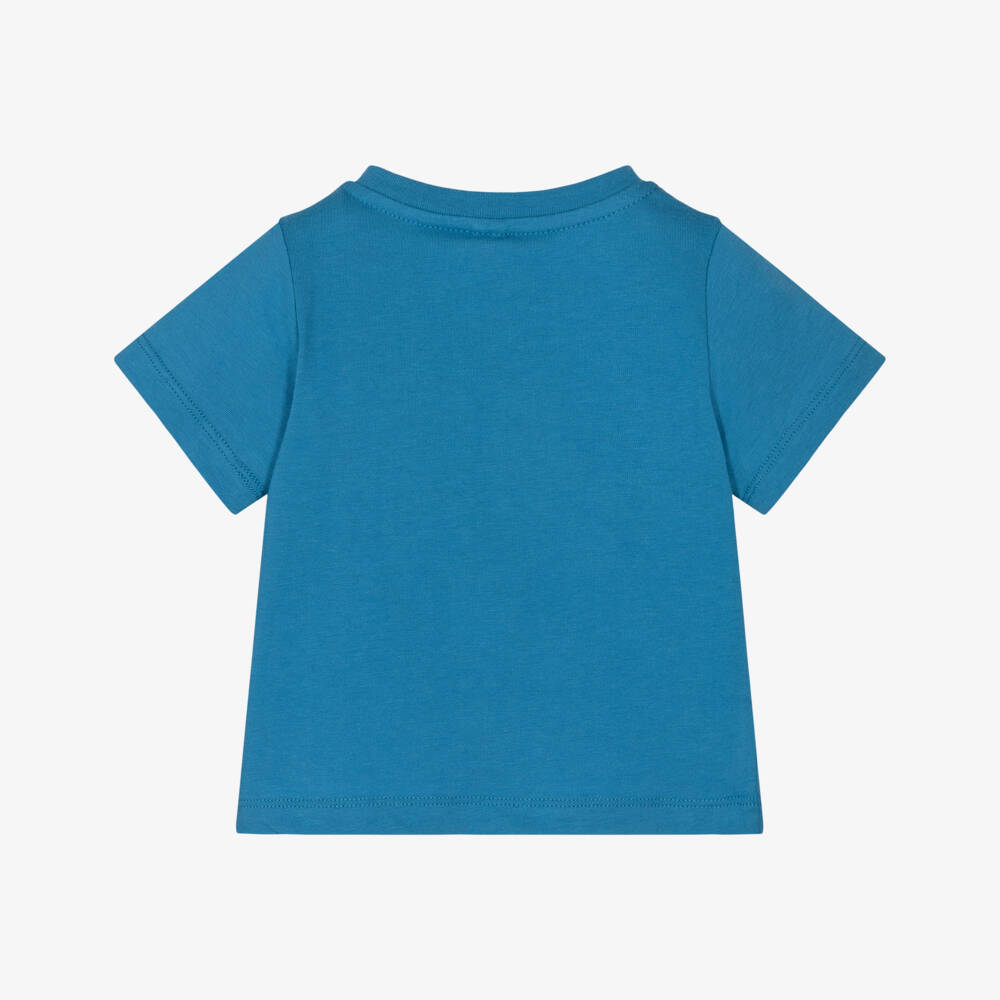 Stella McCartney Kids-Boys Blue Sporty Print Cotton T-Shirt | Childrensalon