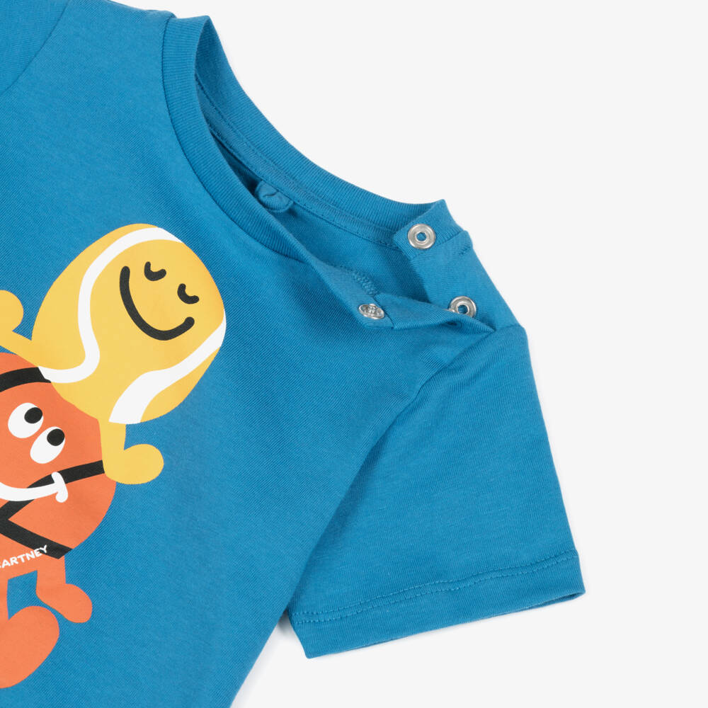 Stella McCartney Kids-Boys Blue Sporty Print Cotton T-Shirt | Childrensalon