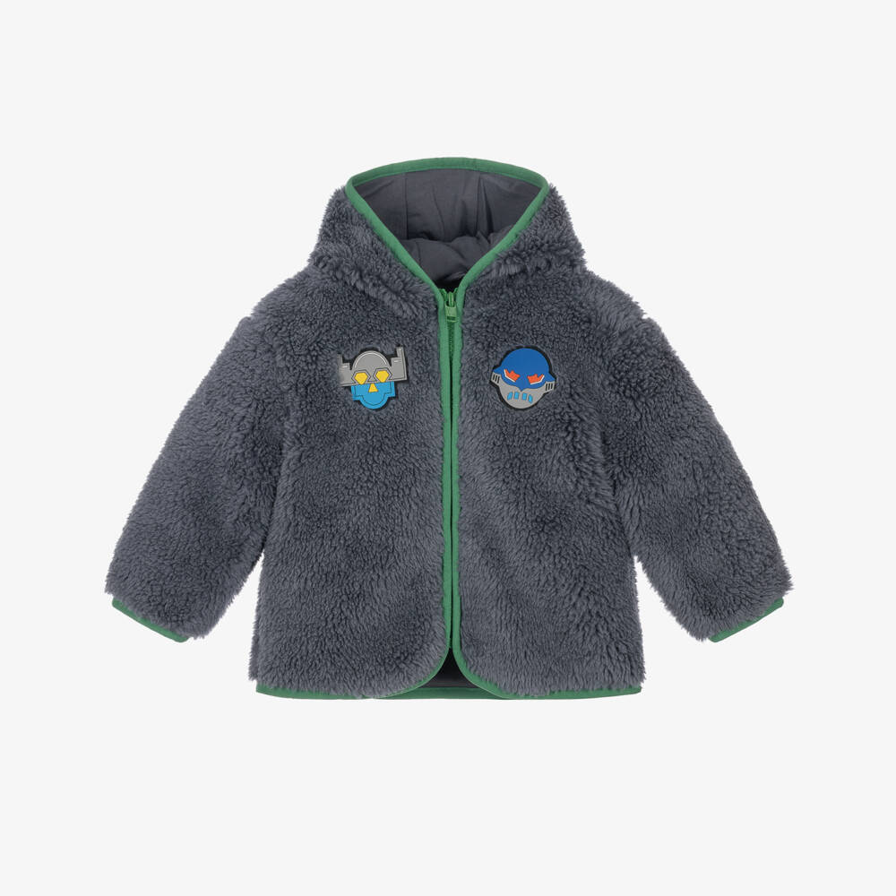 Stella McCartney Kids-Boys Blue Super Hero Teddy Fleece Jacket | Childrensalon