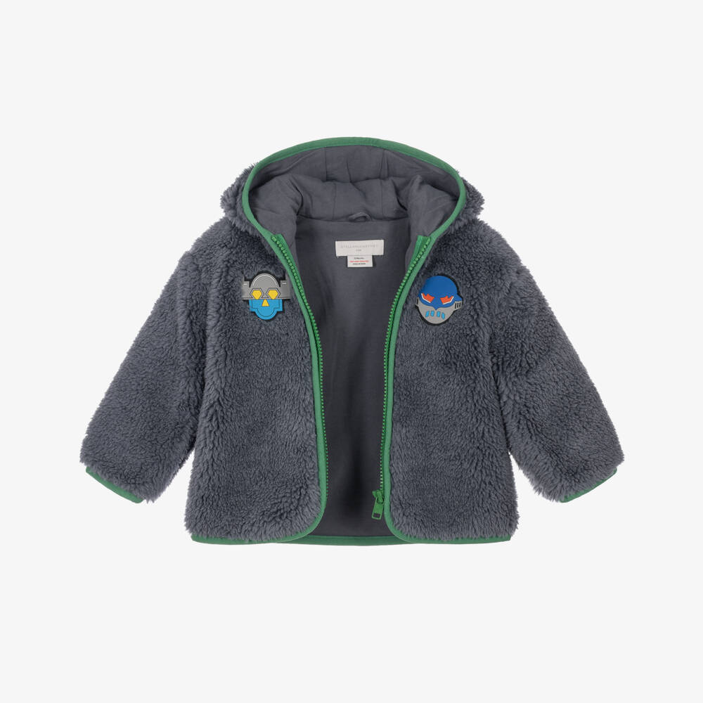 Stella McCartney Kids-Boys Blue Super Hero Teddy Fleece Jacket | Childrensalon
