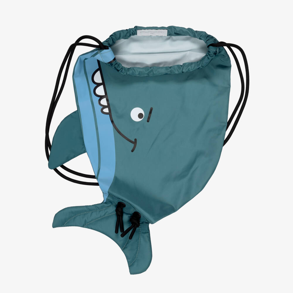 Stella McCartney Kids-Boys Blue Whale Drawstring Bag (37cm) | Childrensalon