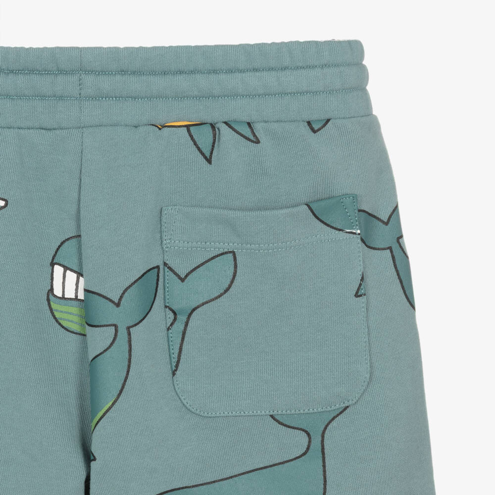 Stella McCartney Kids-Boys Blue Whale Print Cotton Jersey Shorts | Childrensalon