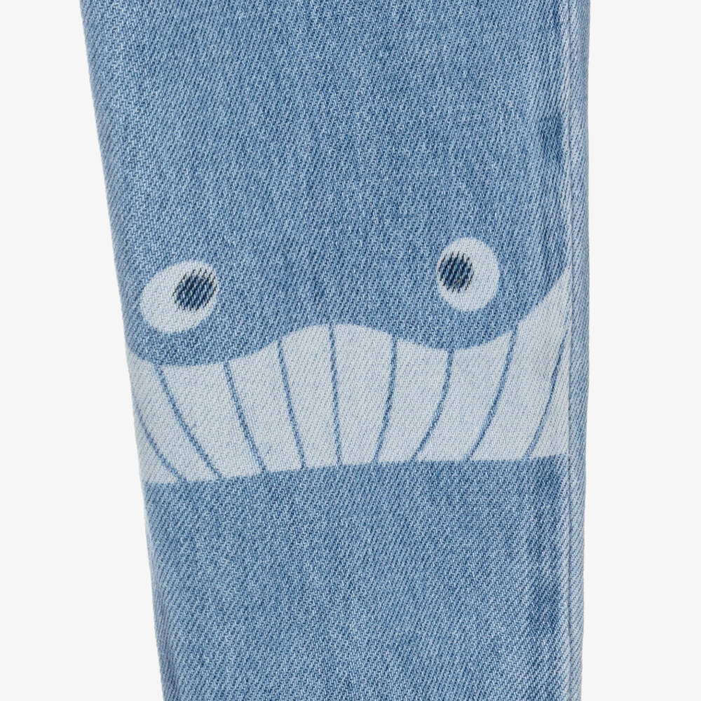 Stella McCartney Kids-Boys Blue Whale Print Denim Jeans | Childrensalon