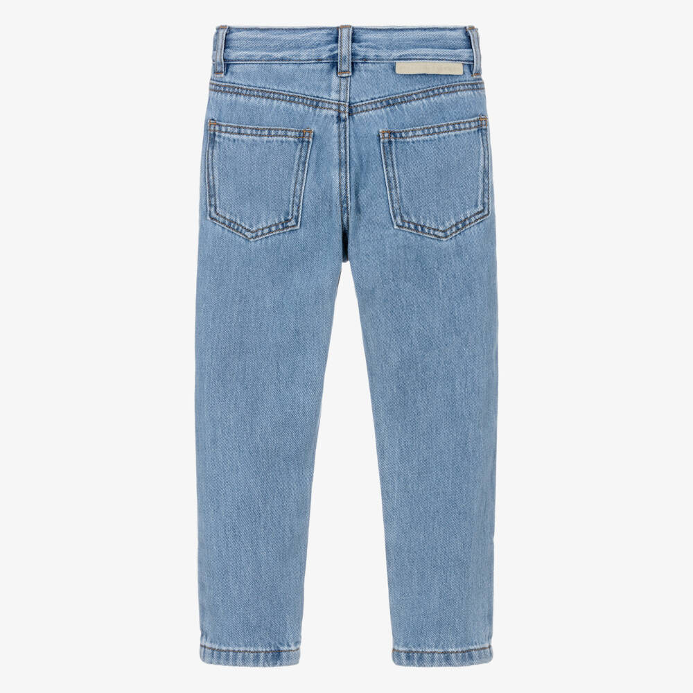 Stella McCartney Kids-Boys Blue Whale Print Denim Jeans | Childrensalon
