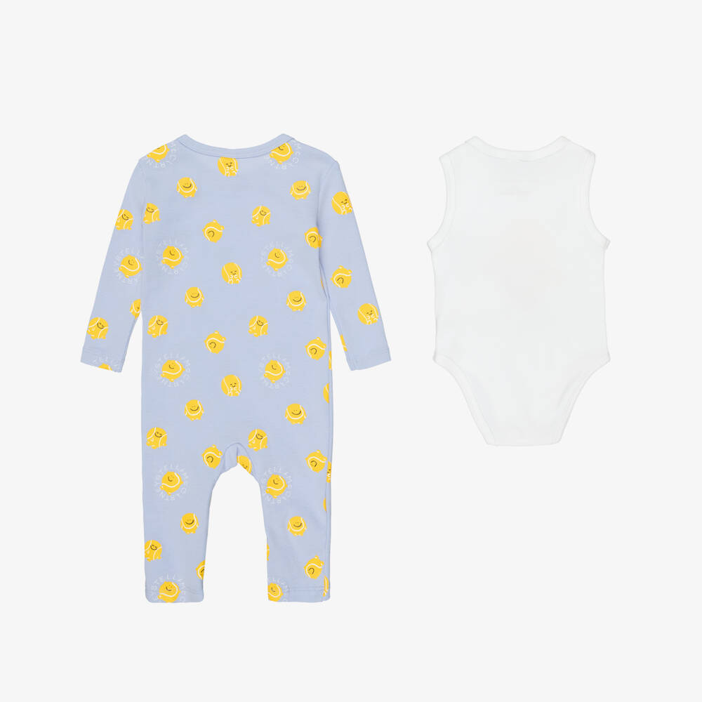 Stella McCartney Kids-Boys Blue & White Tennis Graphic Babysuit Set | Childrensalon