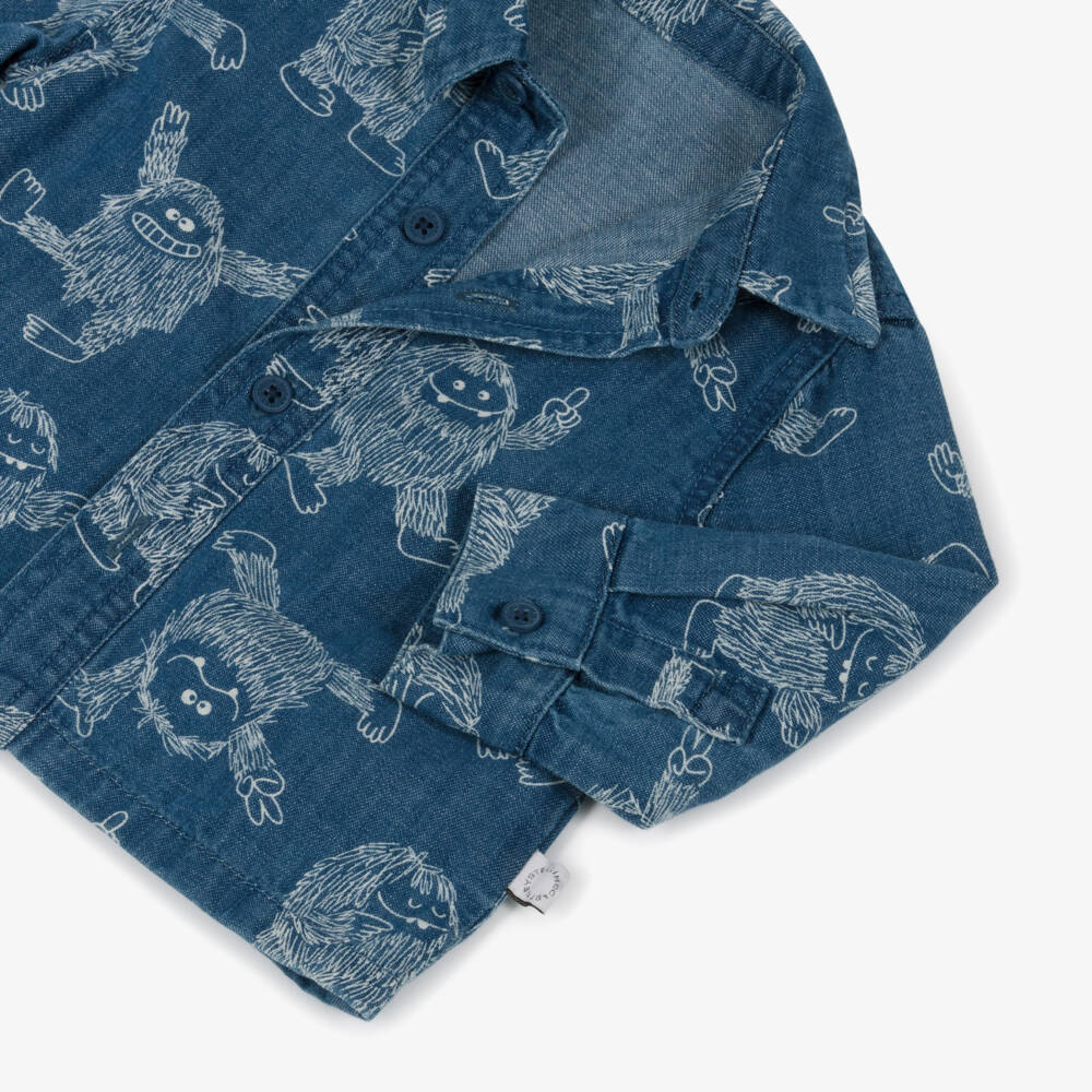 Stella McCartney Kids-Boys Blue Yeti Chambray Shirt | Childrensalon