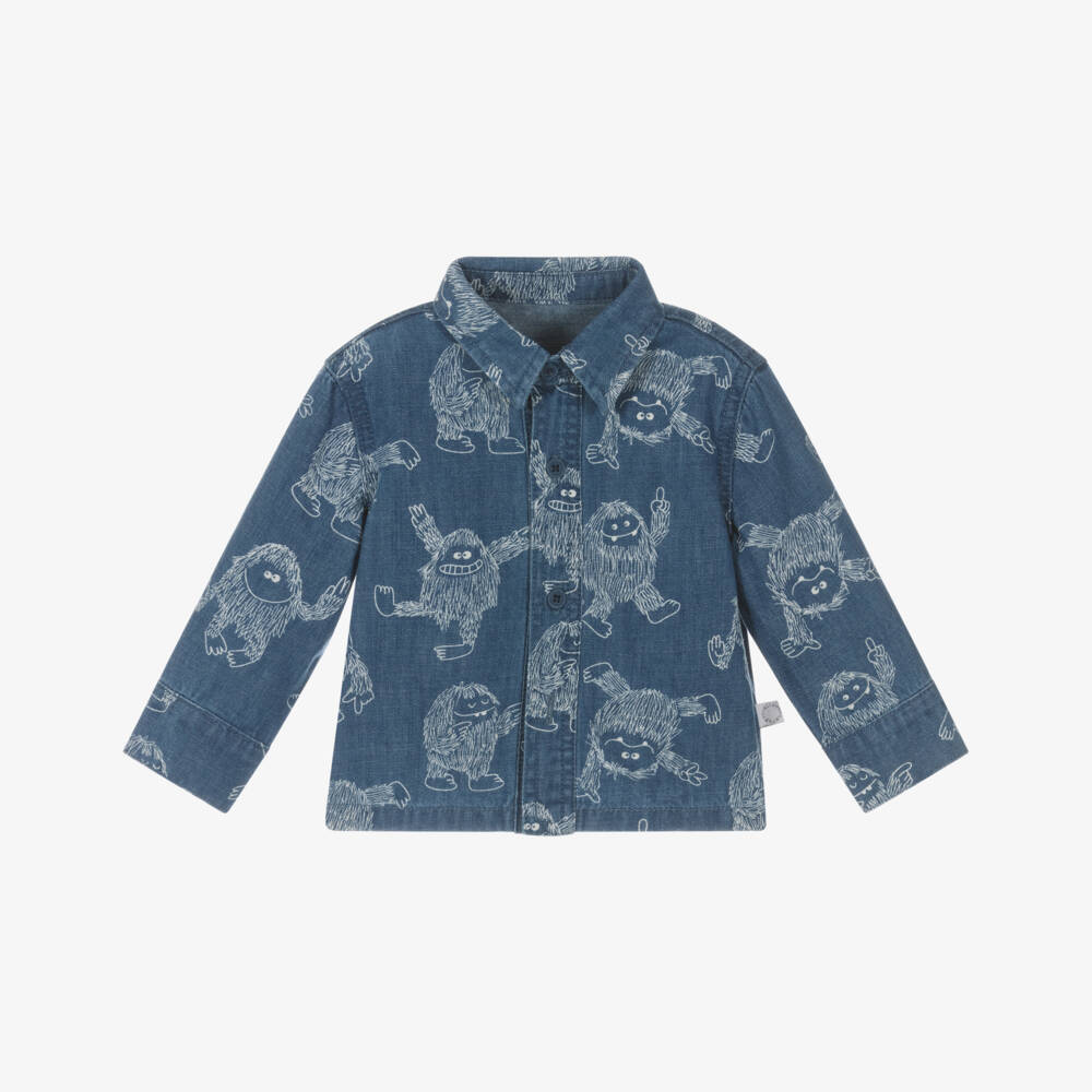 Stella McCartney Kids-Boys Blue Yeti Chambray Shirt | Childrensalon