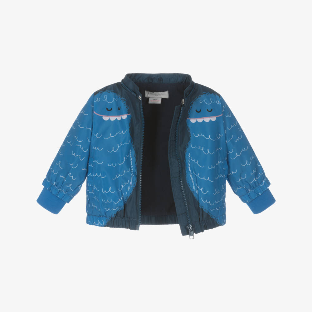 Stella McCartney Kids-جاكيت مقاوم للمطر بطبعة يتي لون أزرق للأولاد | Childrensalon