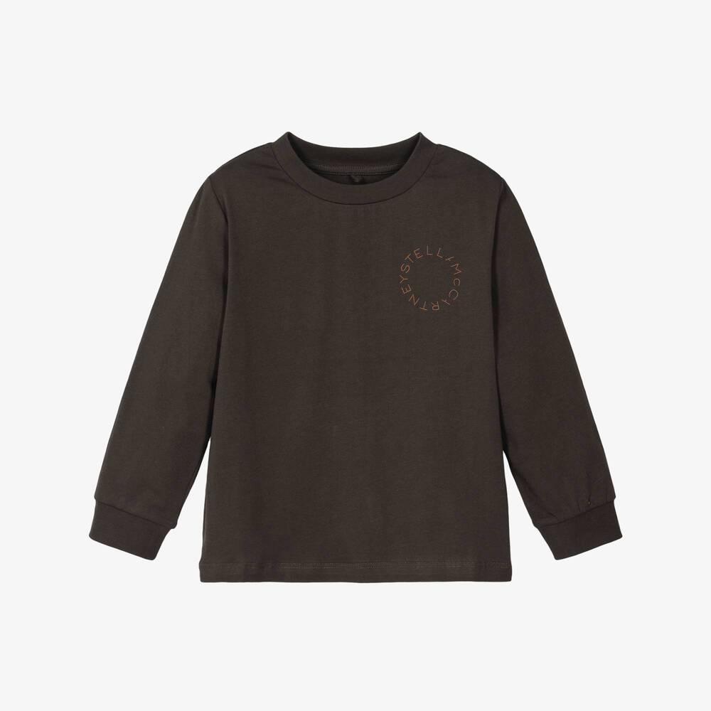 Stella McCartney Kids-Boys Brown Long Sleeve T-Shirt | Childrensalon