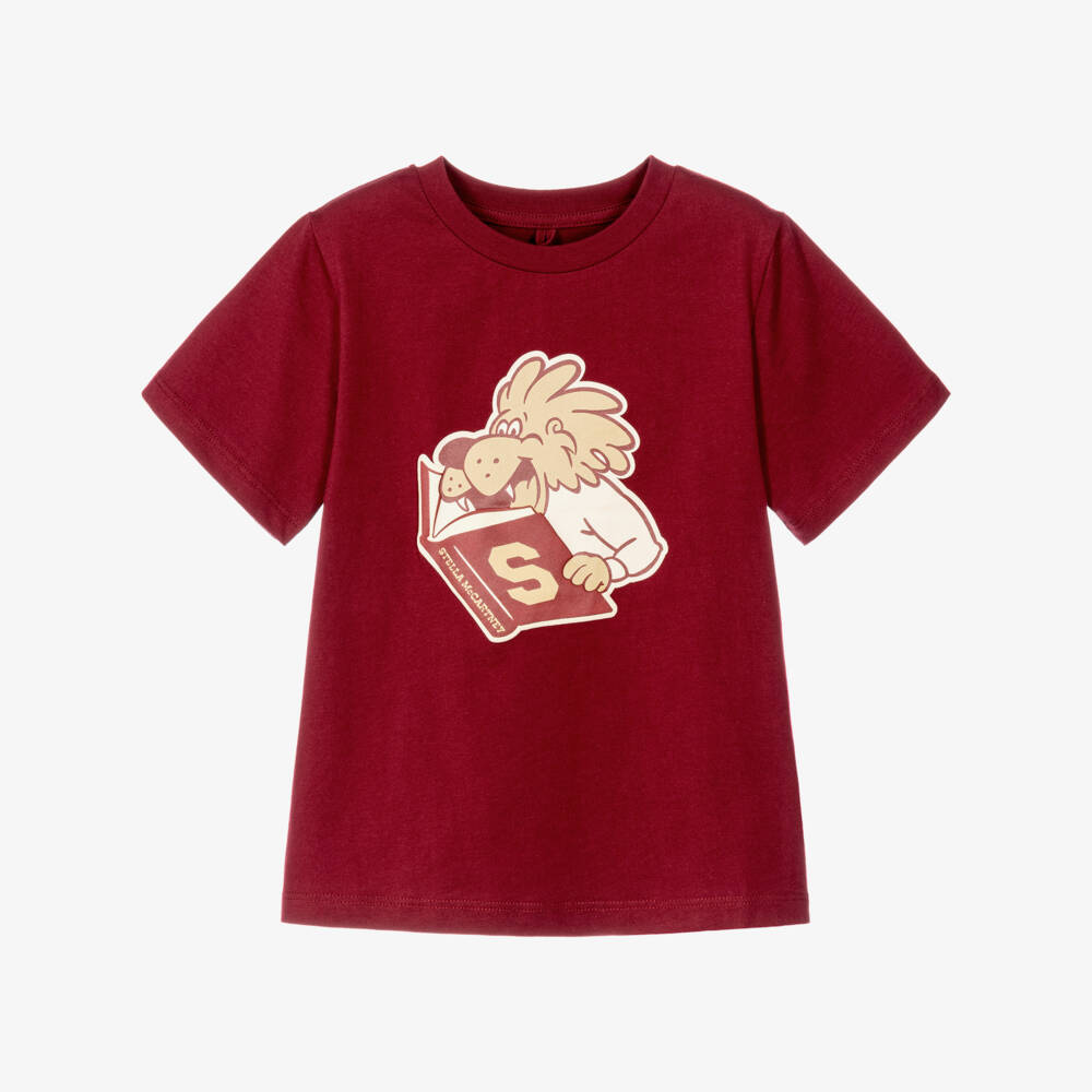 Stella McCartney Kids-Boys Burgundy Red Varsity T-Shirt | Childrensalon