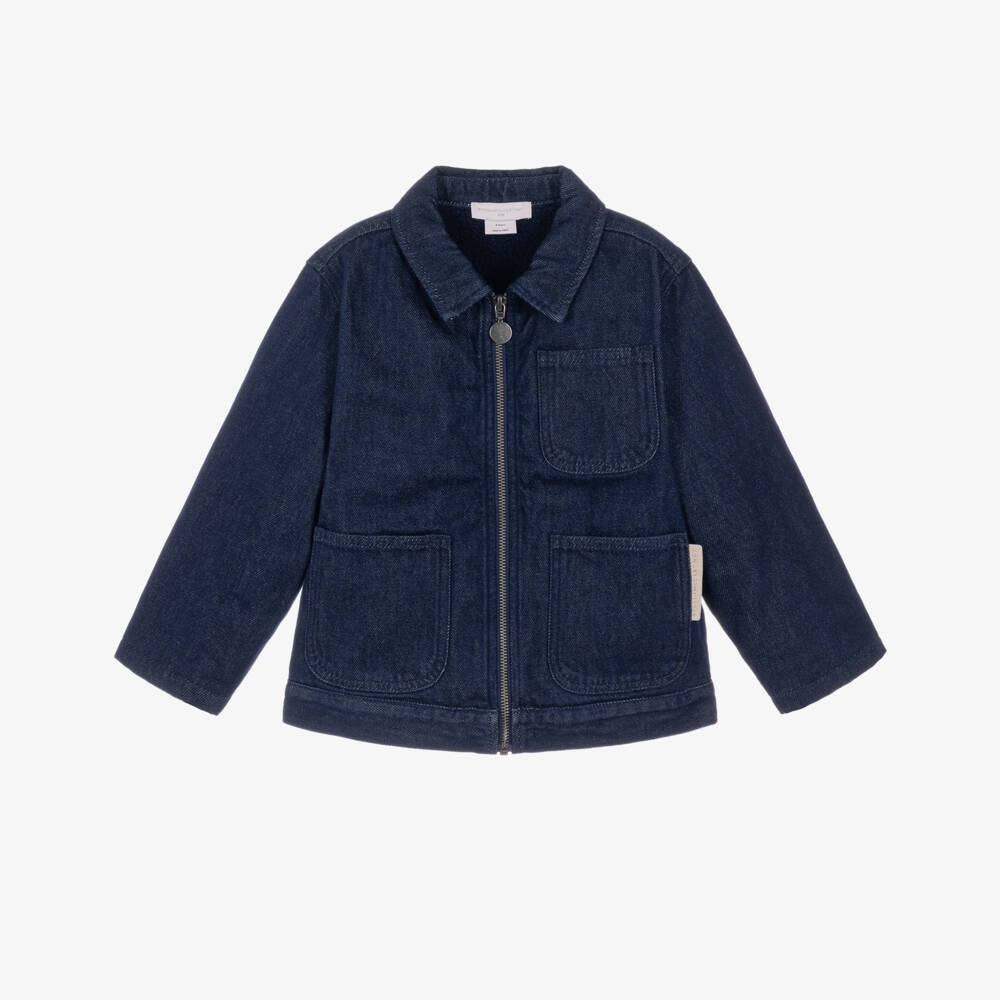 Stella McCartney Kids-Boys Dark Blue Fleece-Lined Denim Jacket  | Childrensalon