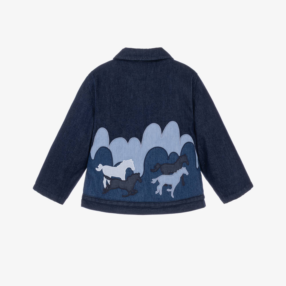 Stella McCartney Kids-Boys Dark Blue Fleece-Lined Denim Jacket | Childrensalon