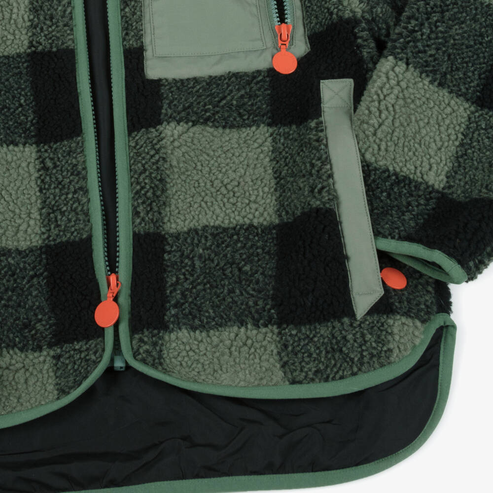 Stella McCartney Kids-Boys Green & Black Check Fleece Jacket | Childrensalon