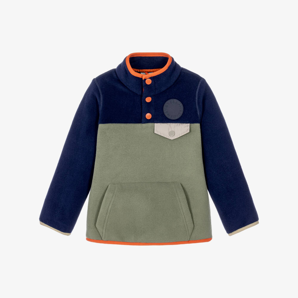 Stella McCartney Kids-Boys Green & Blue Fleece Sweatshirt | Childrensalon