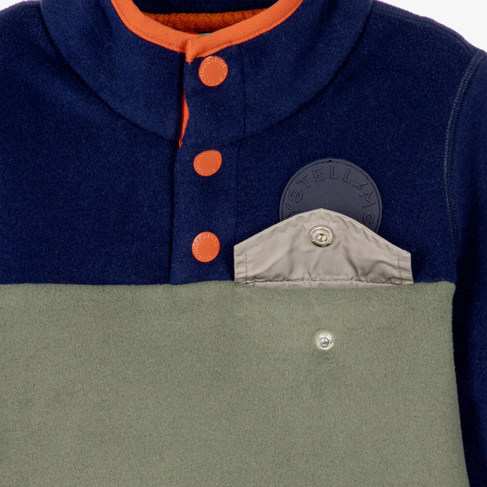 Stella McCartney Kids-Boys Green & Blue Fleece Sweatshirt | Childrensalon