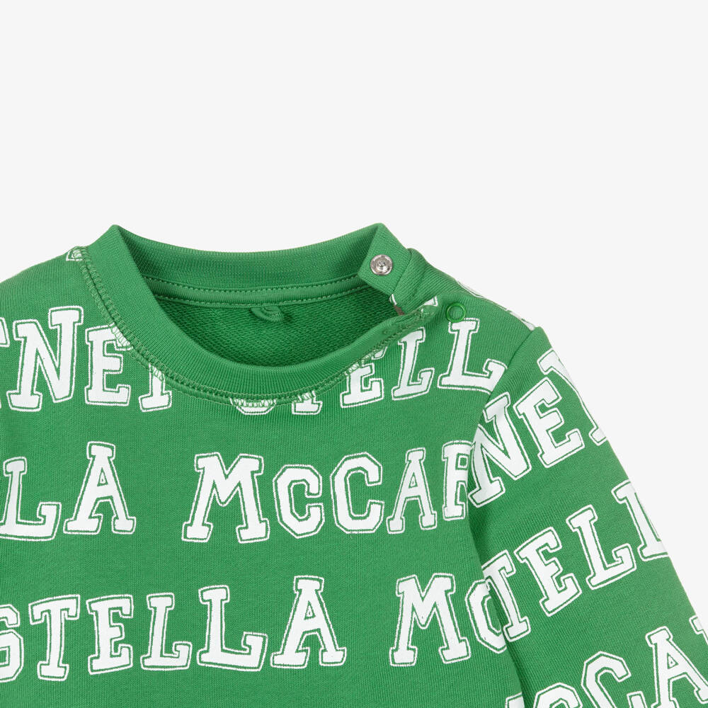 Stella McCartney Kids-Boys Green Cotton Logo Tracksuit | Childrensalon