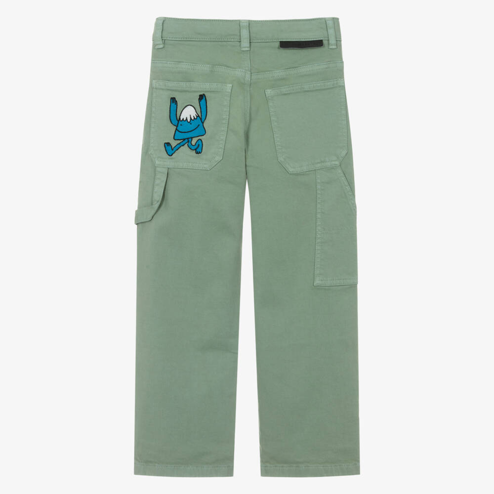 Stella McCartney Kids-Boys Green Cotton Twill Four Pocket Trousers | Childrensalon