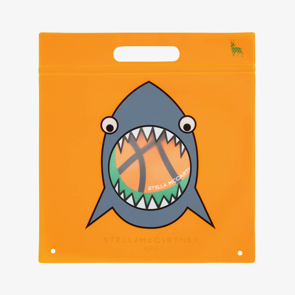 Stella McCartney Kids-Boys Green & Orange Basketball Print Swim Shorts (UPF50+) | Childrensalon