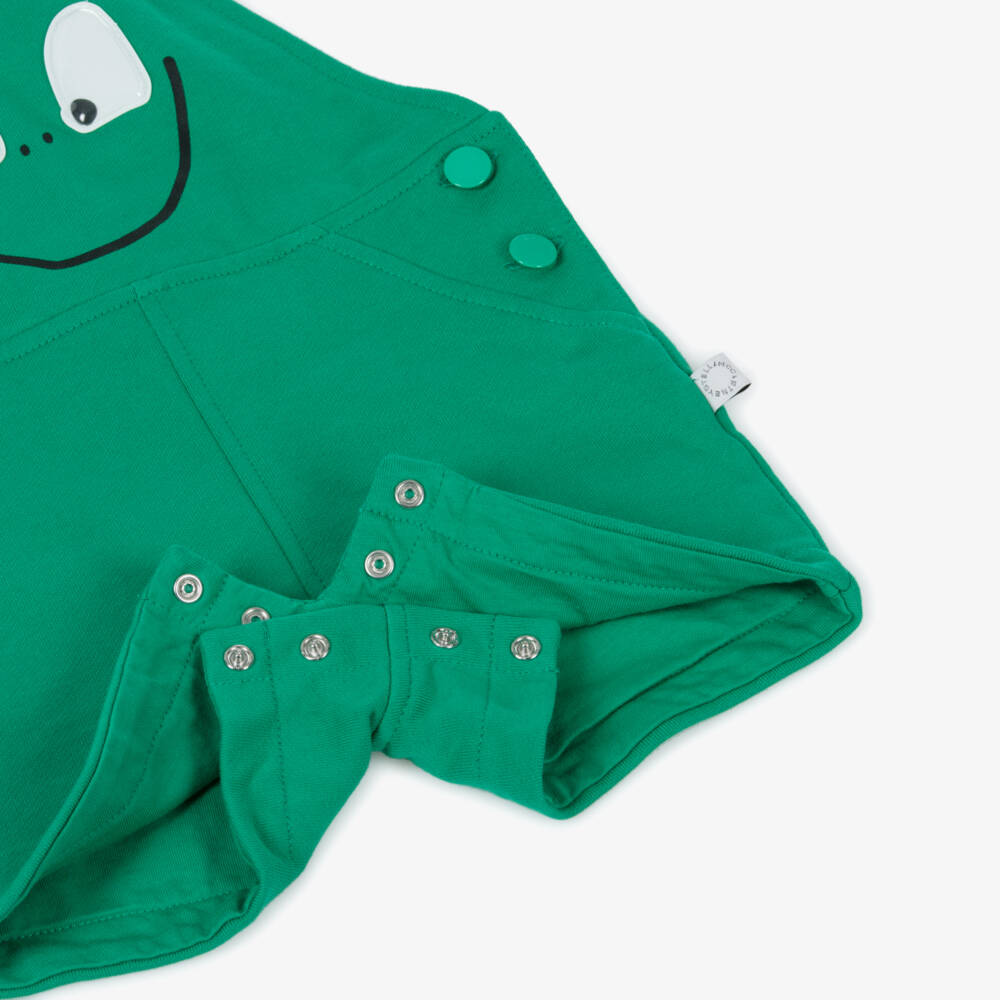 Stella McCartney Kids-Boys Green Organic Cotton Frog Dungarees | Childrensalon