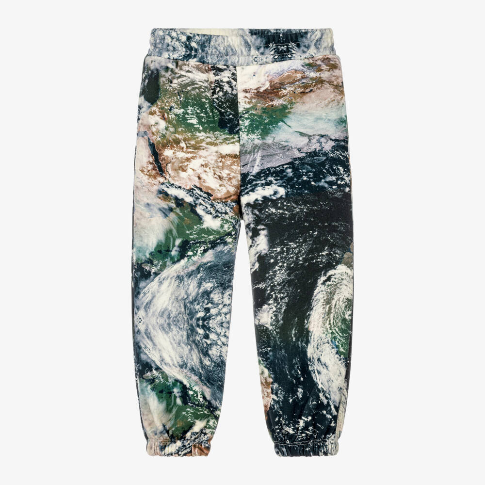 Stella McCartney Kids-Boys Green Planet Earth Cotton Joggers | Childrensalon