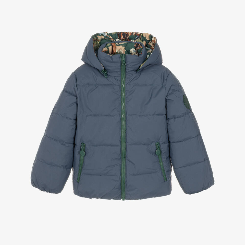 Stella McCartney Kids-Boys Green Reversible Puffer Jacket with Cowboy Theme | Childrensalon