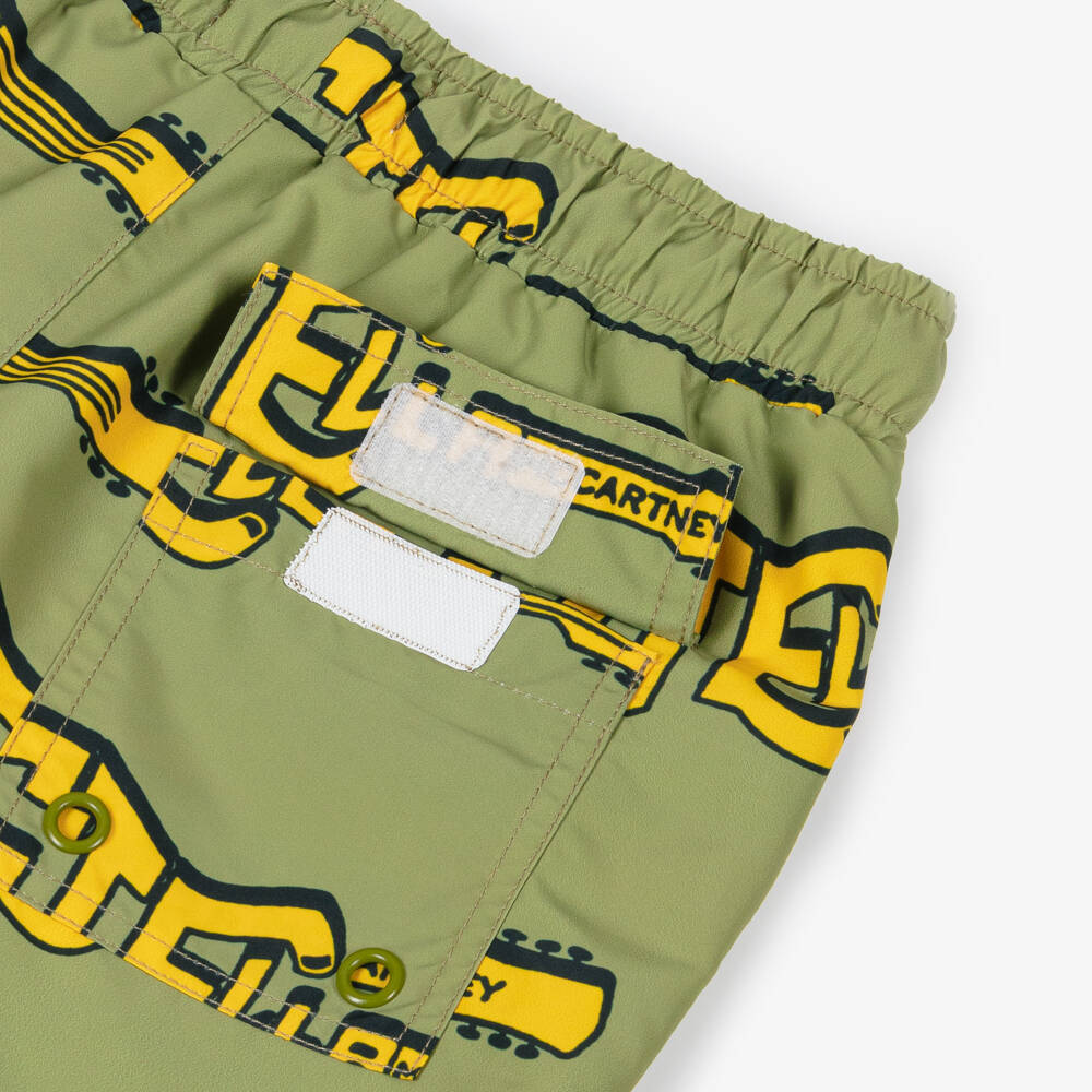 Stella McCartney Kids-شورت سباحة بشعار جيتار لون أخضر للأولاد | Childrensalon