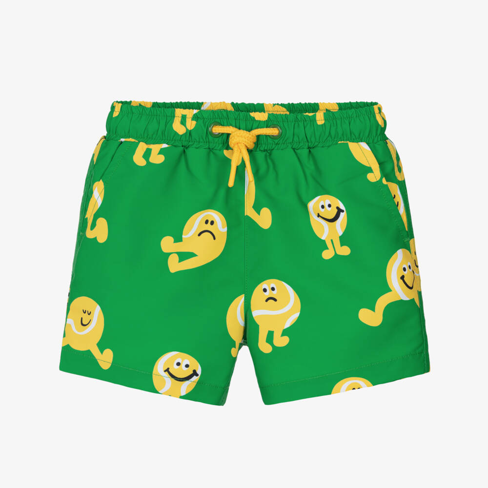 Stella McCartney Kids-شورت سباحة بطبعة كرات التنس لون أخضر للأولاد | Childrensalon