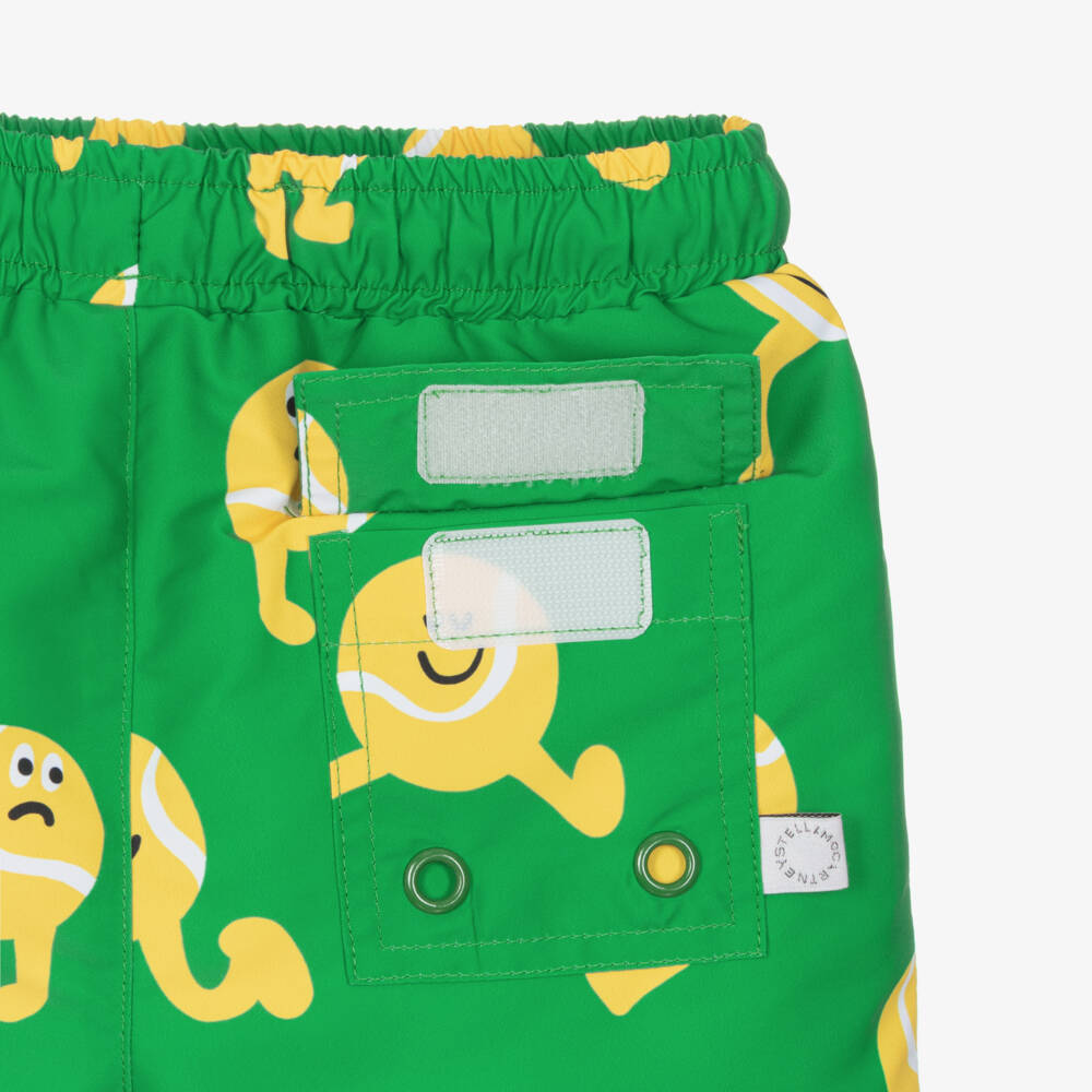 Stella McCartney Kids-شورت سباحة بطبعة كرات التنس لون أخضر للأولاد | Childrensalon