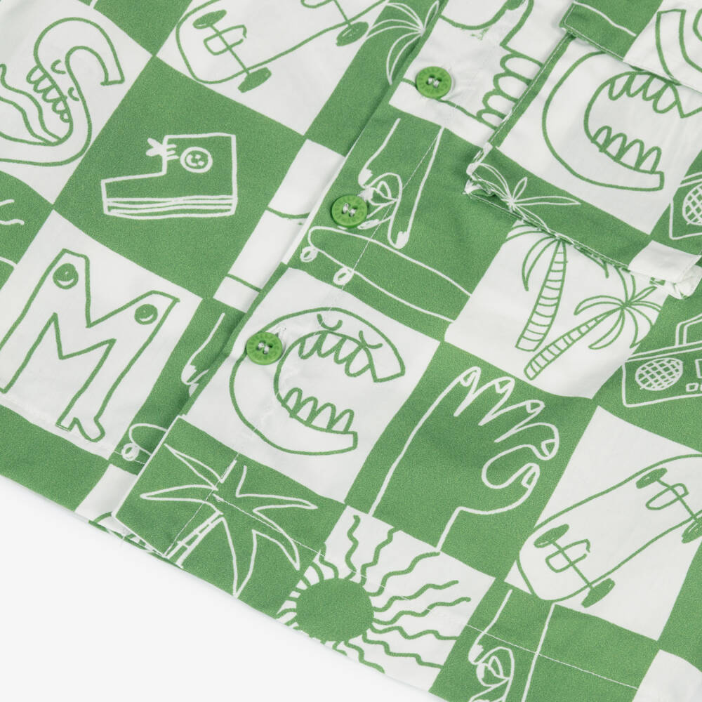 Stella McCartney Kids-Boys Green & White Check Shirt | Childrensalon