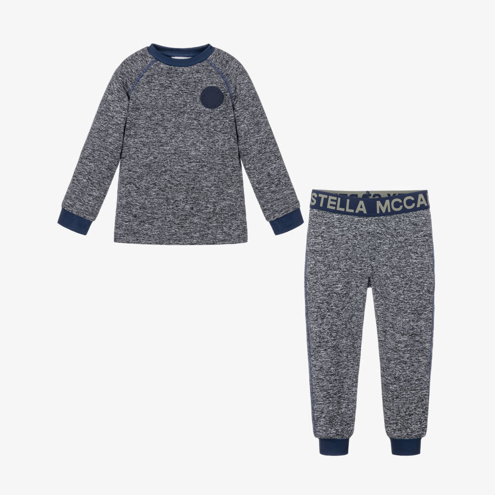 Stella McCartney Kids-Boys Grey & Blue Thermal Base Layer Set | Childrensalon